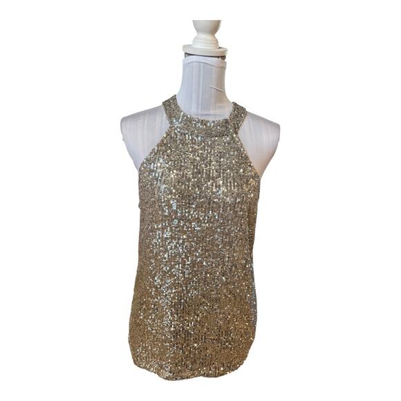 cable & Gauge Sequined Halter Top Size L - Picture 1 of 3